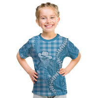 Blue Hawaii Palaka Cowboy Turtle Kid T Shirt Hawaiian Paniolo Puakenikeni Maile Lei DT05 Blue - Polynesian Pride