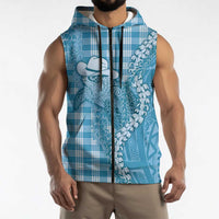 Blue Hawaii Palaka Cowboy Turtle Sleeveless Zip Hoodie Hawaiian Paniolo Puakenikeni Maile Lei - Polynesian Pride