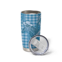 Blue Hawaii Palaka Cowboy Turtle Tumbler Cup Hawaiian Paniolo Puakenikeni Maile Lei - Polynesian Pride