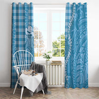 Blue Hawaii Palaka Cowboy Turtle Window Curtain Hawaiian Paniolo Puakenikeni Maile Lei - Polynesian Pride