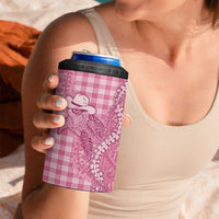 Pink Hawaii Palaka Cowboy Turtle 4 in 1 Can Cooler Tumbler Hawaiian Paniolo Puakenikeni Maile Lei - Polynesian Pride