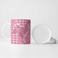 Pink Hawaii Palaka Cowboy Turtle Ceramic Mug Hawaiian Paniolo Puakenikeni Maile Lei - Polynesian Pride