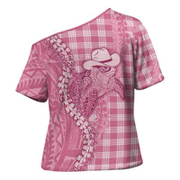 Pink Hawaii Palaka Cowboy Turtle Cross Shoulder Shirt Hawaiian Paniolo Puakenikeni Maile Lei DT05 - Polynesian Pride
