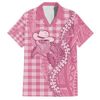 Pink Hawaii Palaka Cowboy Turtle Family Matching Long Sleeve Bodycon Dress and Hawaiian Shirt Hawaiian Paniolo Puakenikeni Maile Lei DT05 Dad's Shirt - Short Sleeve Pink - Polynesian Pride