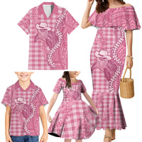 Pink Hawaii Palaka Cowboy Turtle Family Matching Mermaid Dress and Hawaiian Shirt Hawaiian Paniolo Puakenikeni Maile Lei DT05 - Polynesian Pride