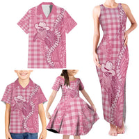 Pink Hawaii Palaka Cowboy Turtle Family Matching Tank Maxi Dress and Hawaiian Shirt Hawaiian Paniolo Puakenikeni Maile Lei DT05 - Polynesian Pride