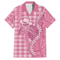 Pink Hawaii Palaka Cowboy Turtle Family Matching Tank Maxi Dress and Hawaiian Shirt Hawaiian Paniolo Puakenikeni Maile Lei DT05 Dad's Shirt - Short Sleeve Pink - Polynesian Pride