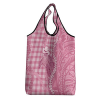 Pink Hawaii Palaka Cowboy Turtle Grocery Bag Hawaiian Paniolo Puakenikeni Maile Lei - Polynesian Pride