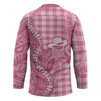 Pink Hawaii Palaka Cowboy Turtle Hockey Jersey Hawaiian Paniolo Puakenikeni Maile Lei - Polynesian Pride