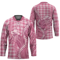Pink Hawaii Palaka Cowboy Turtle Hockey Jersey Hawaiian Paniolo Puakenikeni Maile Lei - Polynesian Pride