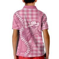 Pink Hawaii Palaka Cowboy Turtle Kid Polo Shirt Hawaiian Paniolo Puakenikeni Maile Lei DT05 - Polynesian Pride