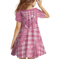 Pink Hawaii Palaka Cowboy Turtle Kid Short Sleeve Dress Hawaiian Paniolo Puakenikeni Maile Lei - Polynesian Pride