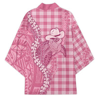 Pink Hawaii Palaka Cowboy Turtle Kimono Hawaiian Paniolo Puakenikeni Maile Lei - Polynesian Pride