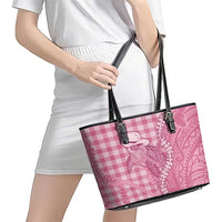 Pink Hawaii Palaka Cowboy Turtle Leather Tote Bag Hawaiian Paniolo Puakenikeni Maile Lei - Polynesian Pride