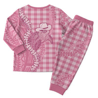 Pink Hawaii Palaka Cowboy Turtle Christmas Pajama Set Hawaiian Paniolo Puakenikeni Maile Lei - Polynesian Pride
