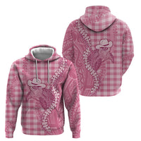 Pink Hawaii Palaka Cowboy Turtle Zip Hoodie Hawaiian Paniolo Puakenikeni Maile Lei - Polynesian Pride