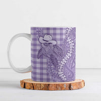 Purple Hawaii Palaka Cowboy Turtle Ceramic Mug Hawaiian Paniolo Puakenikeni Maile Lei - Polynesian Pride