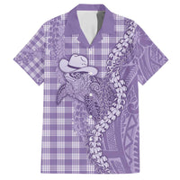 Purple Hawaii Palaka Cowboy Turtle Family Matching Long Sleeve Bodycon Dress and Hawaiian Shirt Hawaiian Paniolo Puakenikeni Maile Lei DT05 Dad's Shirt - Short Sleeve Purple - Polynesian Pride