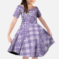 Purple Hawaii Palaka Cowboy Turtle Family Matching Off Shoulder Maxi Dress and Hawaiian Shirt Hawaiian Paniolo Puakenikeni Maile Lei DT05 Daughter's Dress Purple - Polynesian Pride