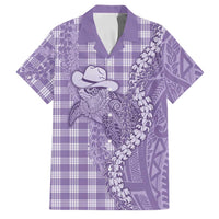 Purple Hawaii Palaka Cowboy Turtle Family Matching Puletasi and Hawaiian Shirt Hawaiian Paniolo Puakenikeni Maile Lei DT05 Dad's Shirt - Short Sleeve Purple - Polynesian Pride