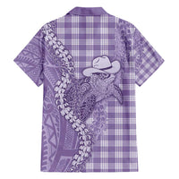 Purple Hawaii Palaka Cowboy Turtle Family Matching Short Sleeve Bodycon Dress and Hawaiian Shirt Hawaiian Paniolo Puakenikeni Maile Lei DT05 - Polynesian Pride