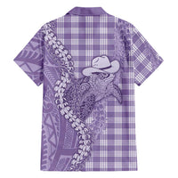 Purple Hawaii Palaka Cowboy Turtle Family Matching Summer Maxi Dress and Hawaiian Shirt Hawaiian Paniolo Puakenikeni Maile Lei DT05 - Polynesian Pride