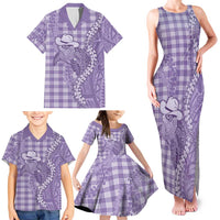 Purple Hawaii Palaka Cowboy Turtle Family Matching Tank Maxi Dress and Hawaiian Shirt Hawaiian Paniolo Puakenikeni Maile Lei DT05 - Polynesian Pride