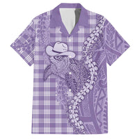 Purple Hawaii Palaka Cowboy Turtle Hawaiian Shirt Hawaiian Paniolo Puakenikeni Maile Lei - Polynesian Pride
