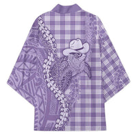 Purple Hawaii Palaka Cowboy Turtle Kimono Hawaiian Paniolo Puakenikeni Maile Lei - Polynesian Pride