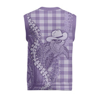 Purple Hawaii Palaka Cowboy Turtle Christmas Knitted V-Neck Vest Hawaiian Paniolo Puakenikeni Maile Lei - Polynesian Pride