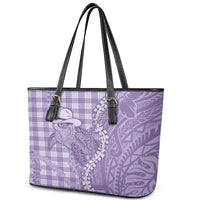 Purple Hawaii Palaka Cowboy Turtle Leather Tote Bag Hawaiian Paniolo Puakenikeni Maile Lei - Polynesian Pride