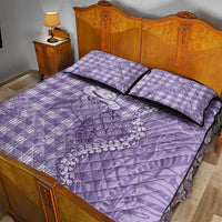 Purple Hawaii Palaka Cowboy Turtle Quilt Bed Set Hawaiian Paniolo Puakenikeni Maile Lei - Polynesian Pride