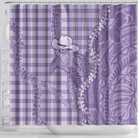 Purple Hawaii Palaka Cowboy Turtle Shower Curtain Hawaiian Paniolo Puakenikeni Maile Lei - Polynesian Pride