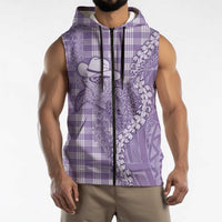 Purple Hawaii Palaka Cowboy Turtle Sleeveless Zip Hoodie Hawaiian Paniolo Puakenikeni Maile Lei - Polynesian Pride