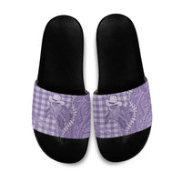 Purple Hawaii Palaka Cowboy Turtle Slide Sandals Hawaiian Paniolo Puakenikeni Maile Lei - Polynesian Pride