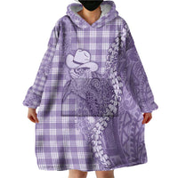 Purple Hawaii Palaka Cowboy Turtle Wearable Blanket Hoodie Hawaiian Paniolo Puakenikeni Maile Lei - Polynesian Pride