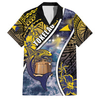 Personalised Tokelau Family Matching Off The Shoulder Long Sleeve Dress and Hawaiian Shirt National Badge Waves Style