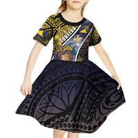 Personalised Tokelau Kid Short Sleeve Dress National Badge Waves Style