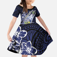 Personalised Pitcairn Islands Family Matching Off The Shoulder Long Sleeve Dress and Hawaiian Shirt Coat Of Arms Waves Style