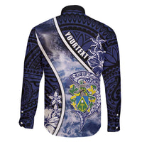 Personalised Pitcairn Islands Family Matching Short Sleeve Bodycon Dress and Hawaiian Shirt Coat Of Arms Waves Style