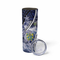 Personalised Pitcairn Islands Skinny Tumbler Coat Of Arms Waves Style