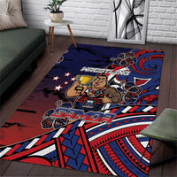 Samoa Wrestling Area Rug Polynesian Warrior Funny Style - Polynesian Pride