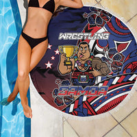 Samoa Wrestling Beach Blanket Polynesian Warrior Funny Style - Polynesian Pride