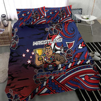 Samoa Wrestling Bedding Set Polynesian Warrior Funny Style - Polynesian Pride
