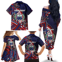 Personalised Samoa Wrestling Family Matching Off The Shoulder Long Sleeve Dress and Hawaiian Shirt Polynesian Warrior Funny Style - Polynesian Pride