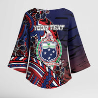 Personalised Samoa Wrestling Kimono Sleeve Blouse Polynesian Warrior Funny Style - Polynesian Pride