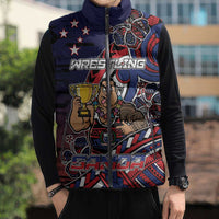 Personalised Samoa Wrestling Sleeveless Puffer Jacket Polynesian Warrior Funny Style - Polynesian Pride