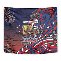 Samoa Wrestling Tapestry Polynesian Warrior Funny Style - Polynesian Pride