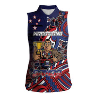 Personalised Samoa Wrestling Women Sleeveless Polo Shirt Polynesian Warrior Funny Style - Polynesian Pride