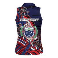 Personalised Samoa Wrestling Women Sleeveless Polo Shirt Polynesian Warrior Funny Style - Polynesian Pride